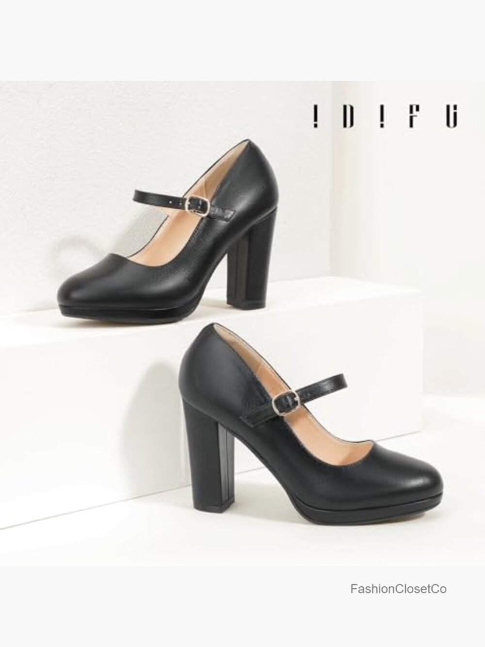 Mary Jane Platform Chunky Block Heels Pumps Comfortable Dress Shoes Wedding Work - Picture 3 of 6